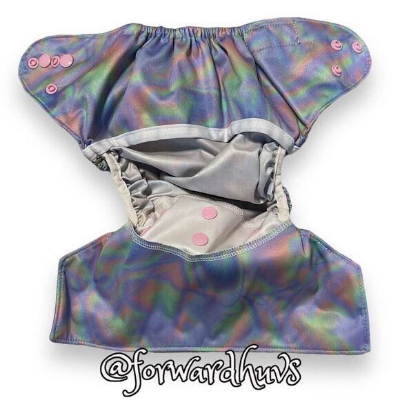 Squishy Tushie Holographic Pattern Diaper Cover (No Insert) - Picture 3 of 8